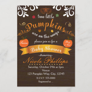 Invitation Twins Deux CITROUILLES BABY SHOWER d'automne Invit
