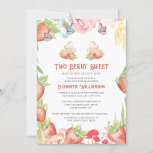 Invitation Twins Fraise Berry Baby shower doux
