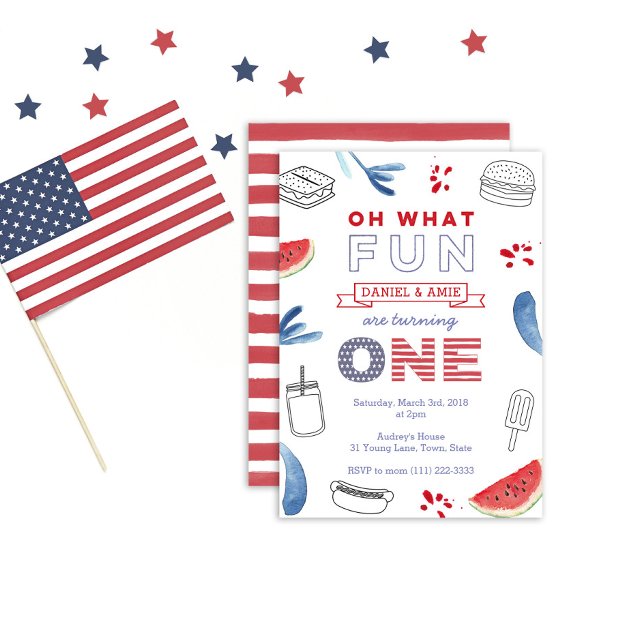 Invitation Twins Fun Pour Être Une Première Fête D'Anniversai (Créateur téléchargé)