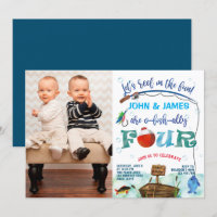 Twins garçons petit pêcheur 4e anniversaire photo