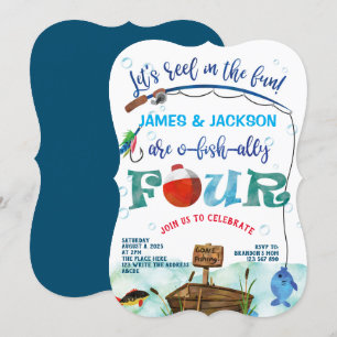 Invitation Twins garçons petit pêcheur thème 4ème