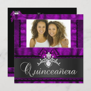 Invitation Twins Girls Purple Quinceanera 15e anniversaire