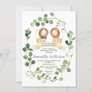 Invitation Twins Lion Cubs Baby shower Deux fois le Giggles