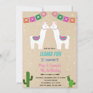 Invitation Twins llama