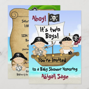 Invitation Twins mignonne petit Buccaneer Baby shower Pirate