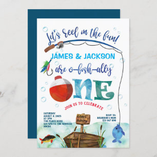 Invitation Twins O-fish-ally Little Fisherman 1er anniversair