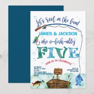 Invitation Twins O-fish-ally Little Fisherman 5e anniversaire