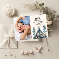 Twins Rustic One Happy Camper Anniversaire