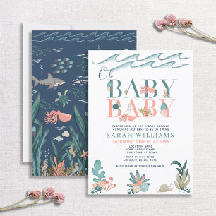 Invitation Twins Under the Sea Watercolor Oh Baby Baby shower