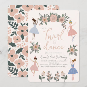Invitation Twirl & Dance Ballerina Floral Girl Anniversaire