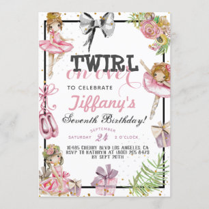 Invitation Twirl sur l'invitation d'anniversaire de Ballerina