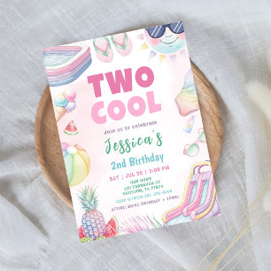 Invitation Two Cool - Fête d'anniversaire 2 ans de Summer Gir