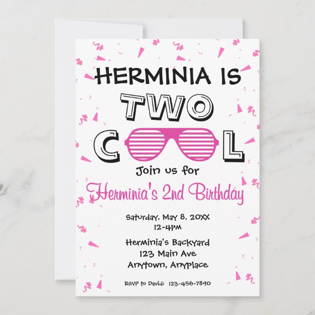 Invitation TWO Cool Lunettes de soleil 2e fête d'anniversaire (Devant)