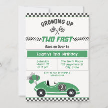 "Two Fast" Race Car 2e Anniversaire Fête Invitatio