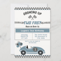 "Two Fast" Race Car 2e Anniversaire Fête Invitatio