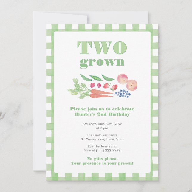 Invitation TWO Grown Farmer's Market 2nd Birthday (Devant)