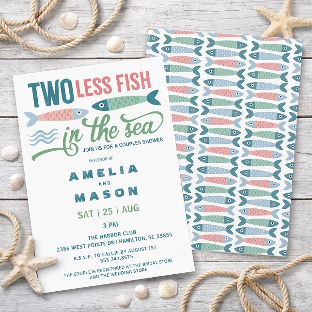 Invitation Two Less Fish in the Sea Couples Bridal Shower (Two Less Fish in the Sea Couples Bridal Shower Invitation)