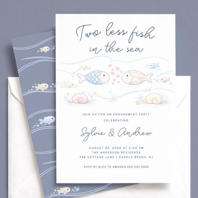 Invitation Two Less Fish in the Sea Engagement Invite (Créateur téléchargé)