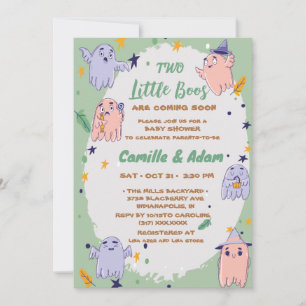 Invitation Two little boos boy, girl halloween baby shower