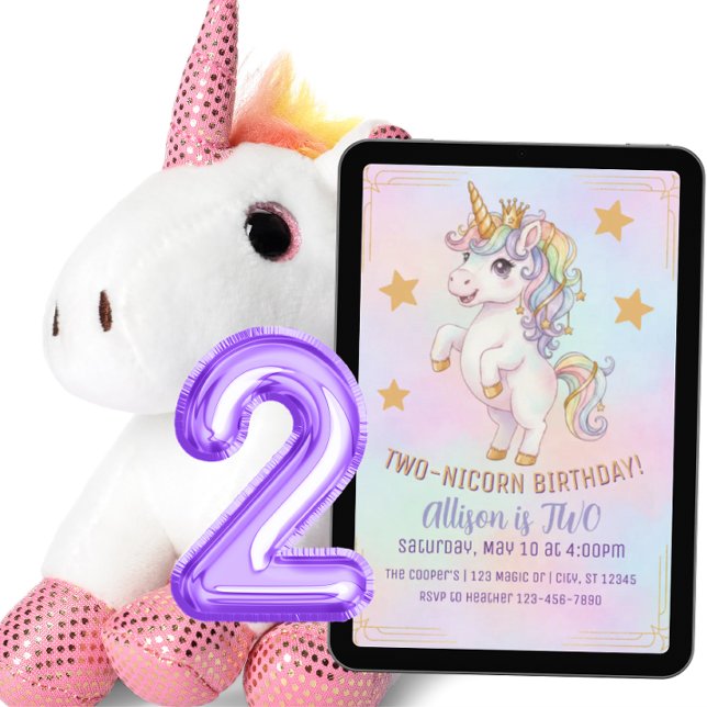 Invitation TWO-nicorn, 2nd Birthday (Créateur téléchargé)