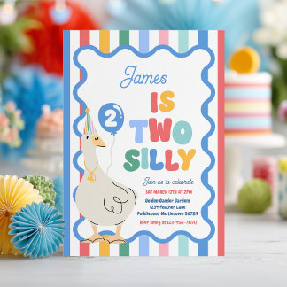 Invitation Two Silly Goose 2nd Birthday Party Spring Birthday