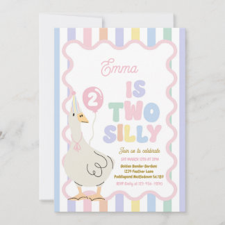 Invitation Two Silly Goose 2nd Birthday Party Spring Birthday