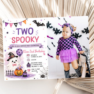 Invitation Two Spooky Halloween Birthday Party Photo