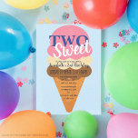 Invitation Two Sweet Ice Cream Kids Second Birthday<br><div class="desc">Celebrate your sweetie's special day with this Two Sweet Ice Cream Kids Second Birthday design. Design features a big Ice Cream cone against a light blue background. The reverse is a pattern of Ice Creams. Cover Page Mock-Up provided by Freepik.com</div>