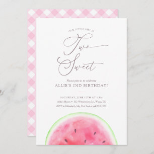 Invitation Two Sweet Watermelon 2e fête d'anniversaire