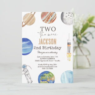 Invitation Two The Moon Décor Moderne pour le 2ème Annivers