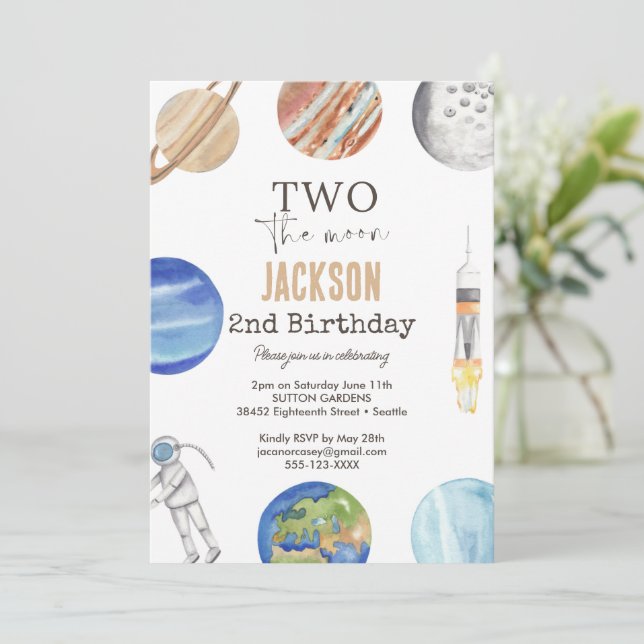 Invitation Two The Moon | Décor Moderne pour le 2ème Annivers (Debout devant)
