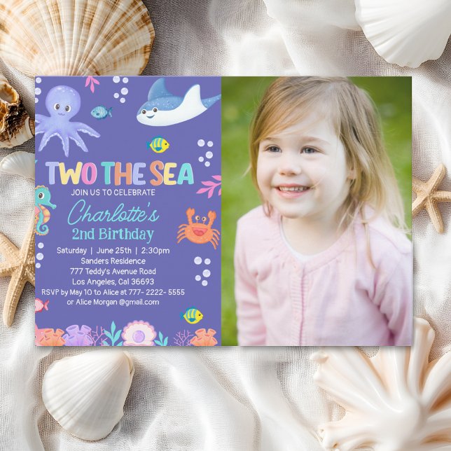 Invitation TWO the SEA Photo – 2nd Birthday Party Girl (Créateur téléchargé)