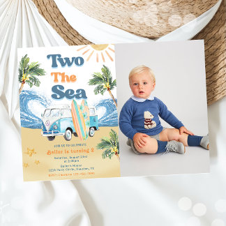 Invitation Two The Sea Surf Beach 2ème anniversaire de fête P