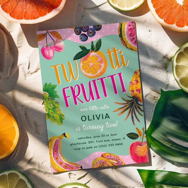 Invitation TWO-tti Fruitti Whimsical 2e anniversaire (Créateur téléchargé)