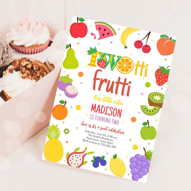 Invitation Two-tti Frutti Twotti Fruit Tropical 2e Anniversai (Créateur téléchargé)