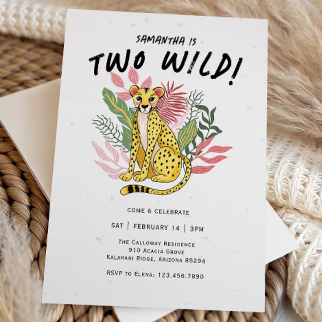 Invitation Two Wild Party Animals Cheetah Kids Birthday Party (Créateur téléchargé)