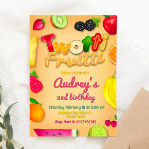 Invitation Twotti Fruitti - Fruits Anniversaire Jaune