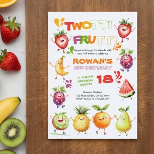 Invitation Twotti Frutti Anniversaire Coloré et Fruités 2 Ans