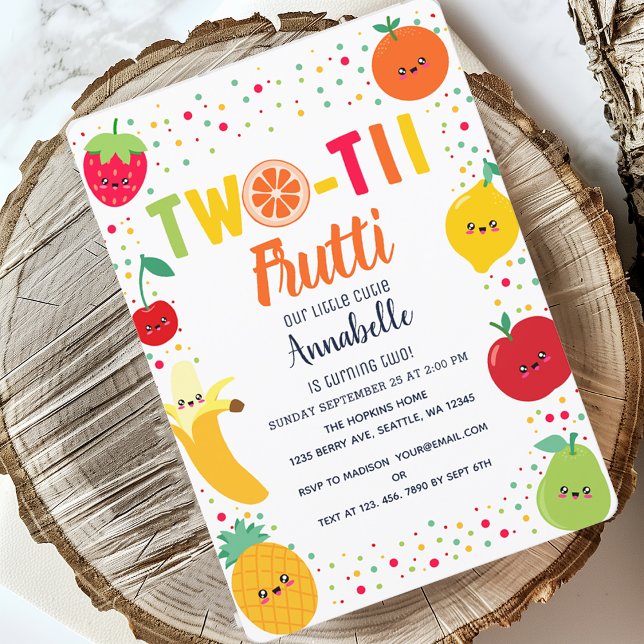 Invitation Twotti Frutti Fruit Kids Deuxième anniversaire (Créateur téléchargé)