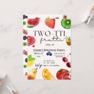 Invitation TWOtti Frutti Fruit tropical Été 2e anniversaire