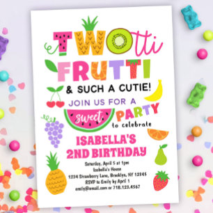 Invitation TWOtti Frutti Fruit tropical Été 2e anniversaire