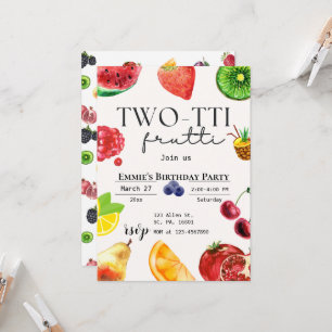 Invitation TWOtti Frutti Fruit tropical Été 2e anniversaire