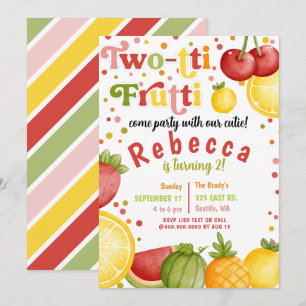 Invitation Twotti Frutti Fruity Amusants Deuxième fête d'anni