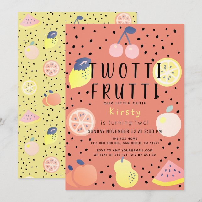 Invitation Twotti Frutti Orange 2e anniversaire (Devant / Derrière)
