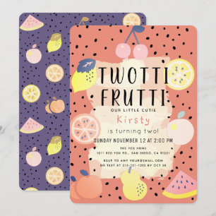 Invitation Twotti Frutti Orange Purple 2e anniversaire