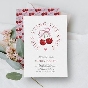 Invitation Tying Knot Chic Modern Cherry Fête des mariées
