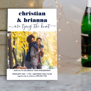 Invitation Tying the Knot Elegant Script Photo Fiançailles