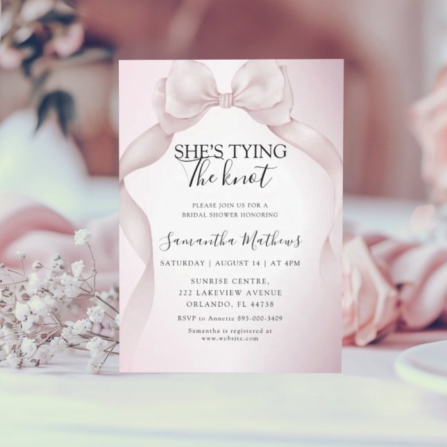 Invitation Tying the Knot Rose Ruban Mariage (Créateur téléchargé)