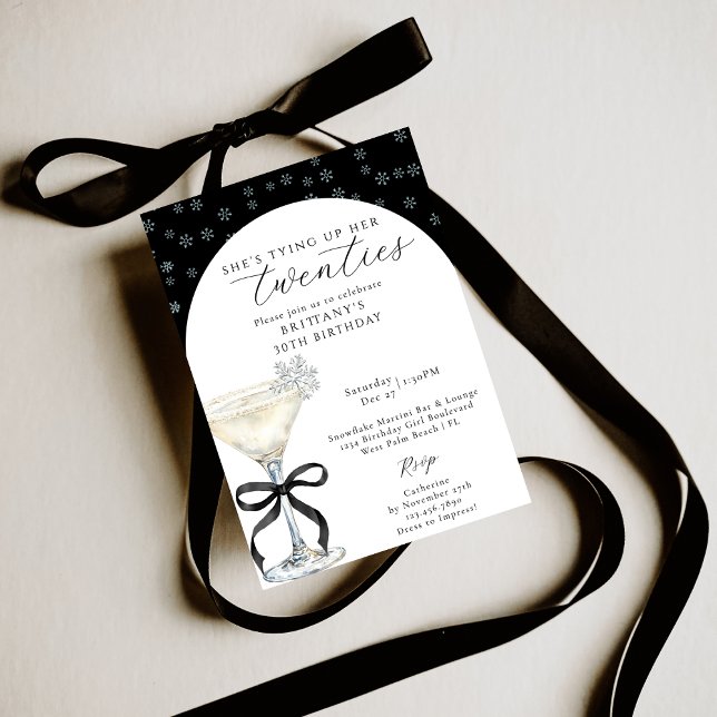 Invitation Tying Up Her Twenties Winter Themed 30th Birthday (Créateur téléchargé)