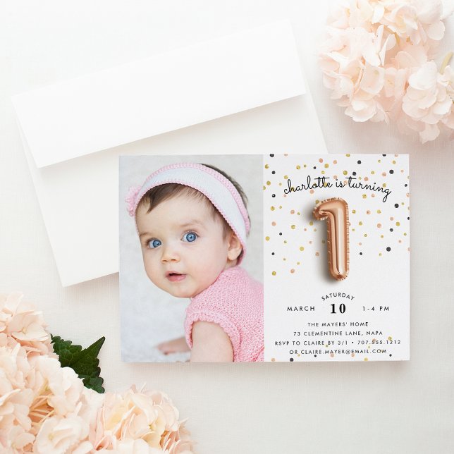 Invitation Type de ballon | Photo Premier anniversaire Invita (Créateur téléchargé)